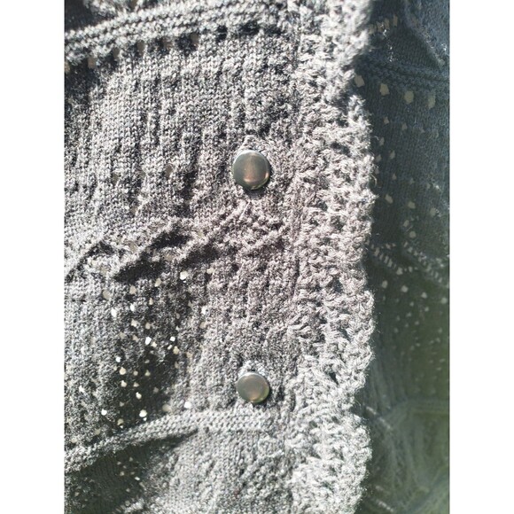 LA MAILLE SEZANE Keyla Black Cardigan Sz Sm Crochet Knit EUC 100% Organic Cotton - Picture 13 of 16